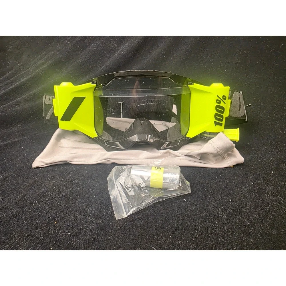 100% Strata 2 Forecast Mud System Goggles Neon Yellow Black Motocross MTB‎